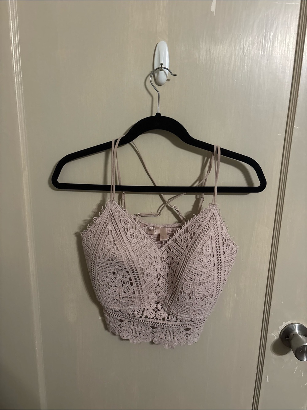 Crochet Lace Bralette Camisole - Light Blush Pink